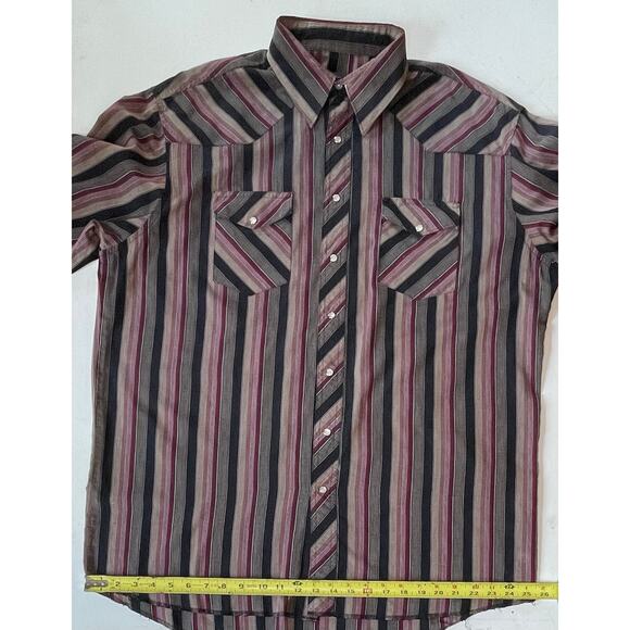 VTG Wrangler Cowboy Grunge Pearl Snap Shirt Striped Western Sz XL Cowboycore - Picture 5 of 9